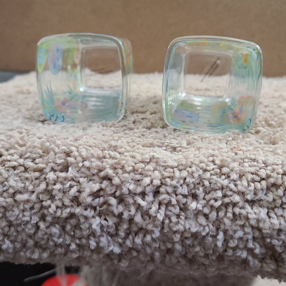 2 Hornitos Square Colorful Tropical Pineapple Skulls Tequila Shot Glass Souvenir - Picture 6 of 6